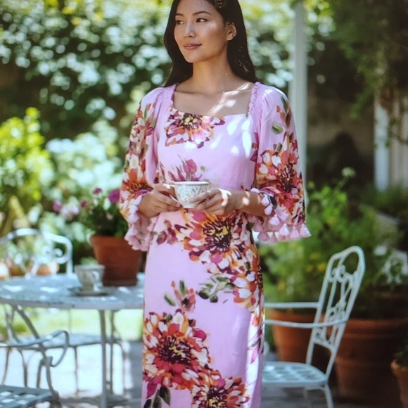 NWT TRINA TURK AMARIS PINK SILK FLORAL BLOOM OFF SHOULDER DRESS WOMENS Sz S $328